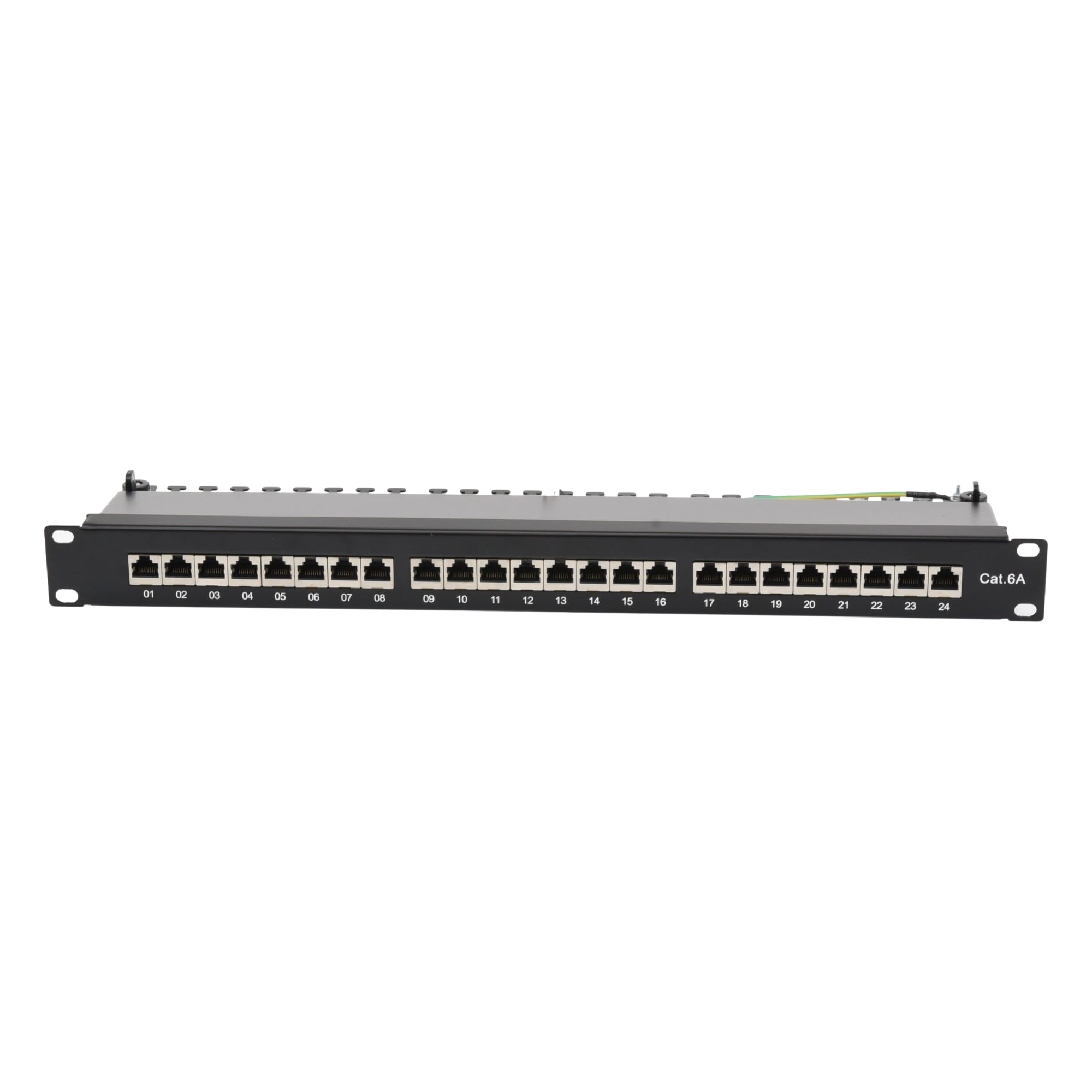 Panel de Parcheo / 24 Puertos / Cat6A Blindado / 1U Rack / T568A/B / 0 a 70°C