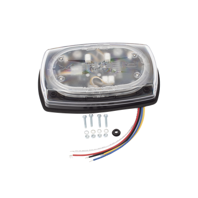 Mini torreta de 48 LED 10" Ámbar/Claro, Lente Transparente, Cableado