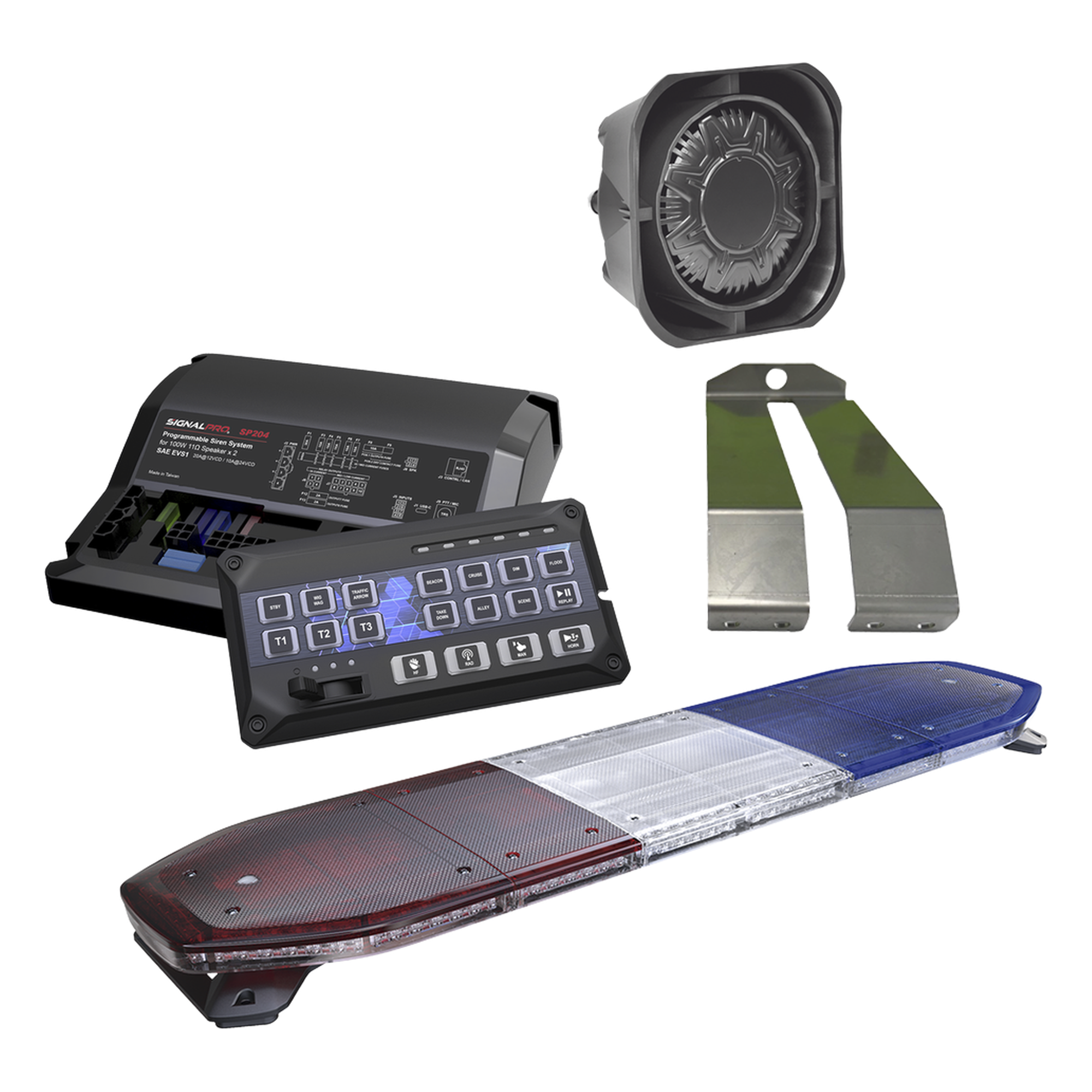 Kit de Torreta Luminosa / 48" (1219 mm) / 216 LEDs RGB / Dual Color Programable / SAE Clase 1 / 12-24 VCD / IP54K — SIGNALPRO · SKU KITTHUNDER2