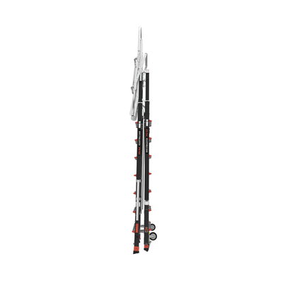 Escalera de Fibra de Vidrio con Jaula de 8'-14' (2.44 - 4.27 m). Con Ajuste en Ruedas (RATCHET™ Leveler) (SKU:18515-817).