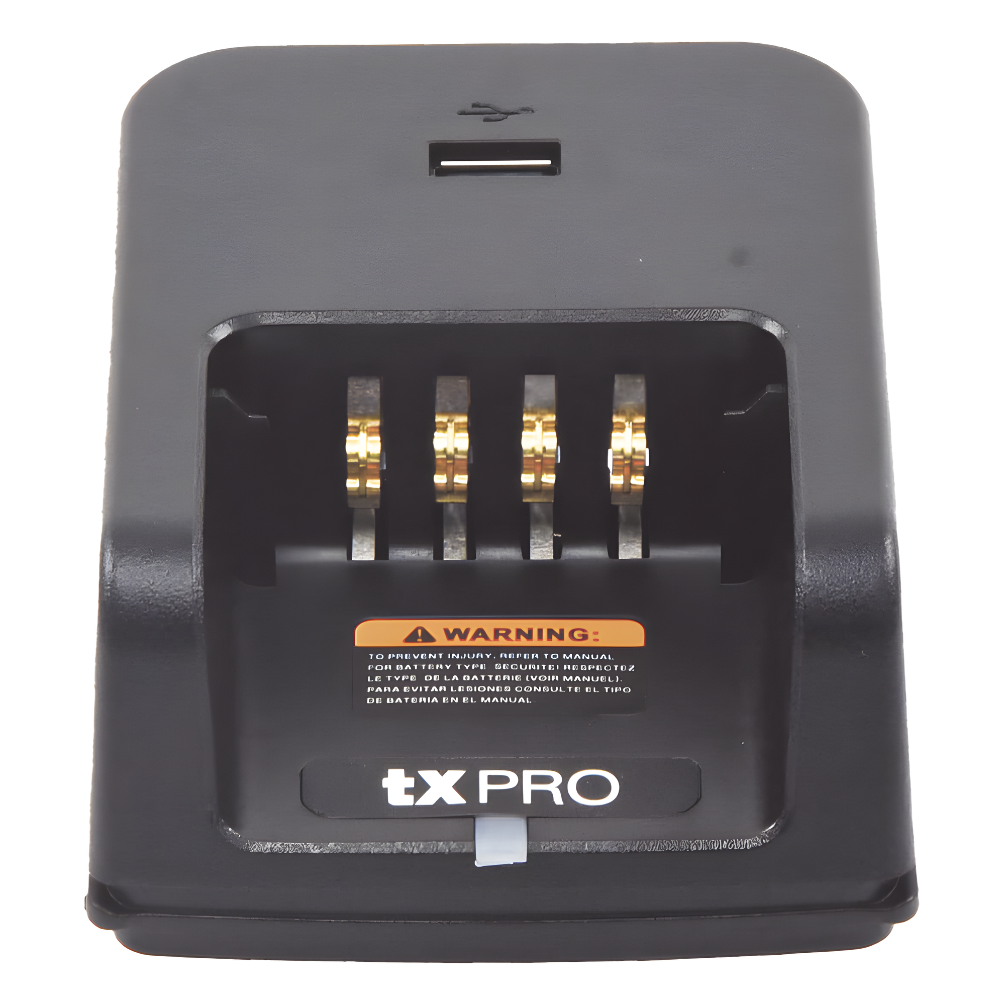 Cargador de Escritorio / 4 Radios Simultáneos / Li-Ion, Ni-MH, Ni-Cd / LED Tricolor / 17V 1.2A — TXPRO · SKU TXCAR50A