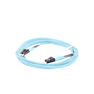 Jumper de Fibra Optica Multimodo 50/125 OM3, LC-LC Duplex, OFNR (Riser), Color Aqua, 5 Metros (16.40 Pies)