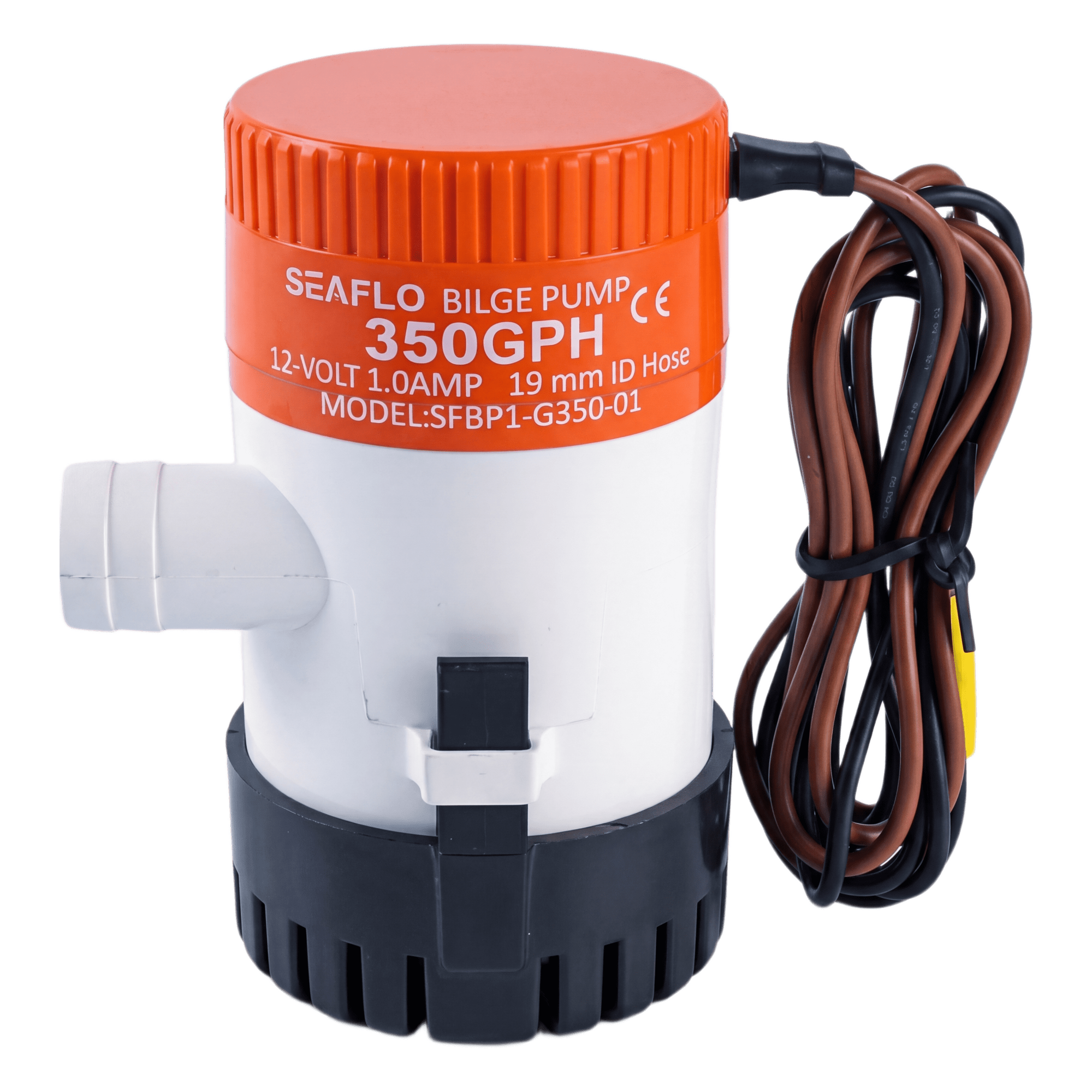 Bomba de Achique Sumergible / 350 GPH (1,325 LPH) / 12V CD / No Automática / Protección Anti-Airlock / Sellos Herméticos / Base de Filtro Removible — SEAFLO · SKU SFBP1-G35-01