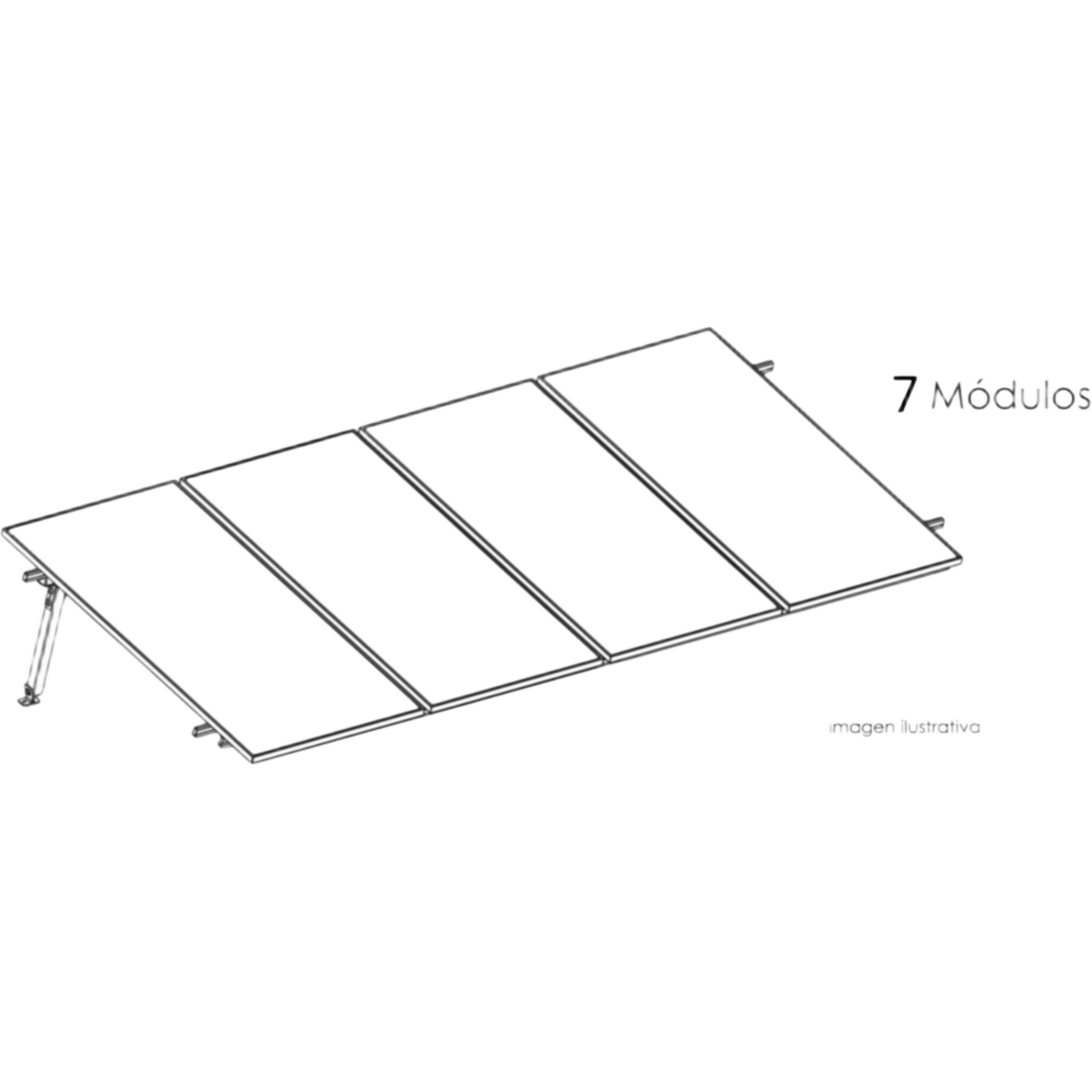 Estructura de Montaje Fotovoltaico / Losa Plana / Viento 170 km/h / Inclinación 10° / Rieles E-O 3.55 m (11.65 ft) / Rieles N-S 2.14 m (7.02 ft) / Altura 0.52 m (1.71 ft) / Área 10 m² / Módulos 645 W — BASEL · SKU KITBASEL1X7