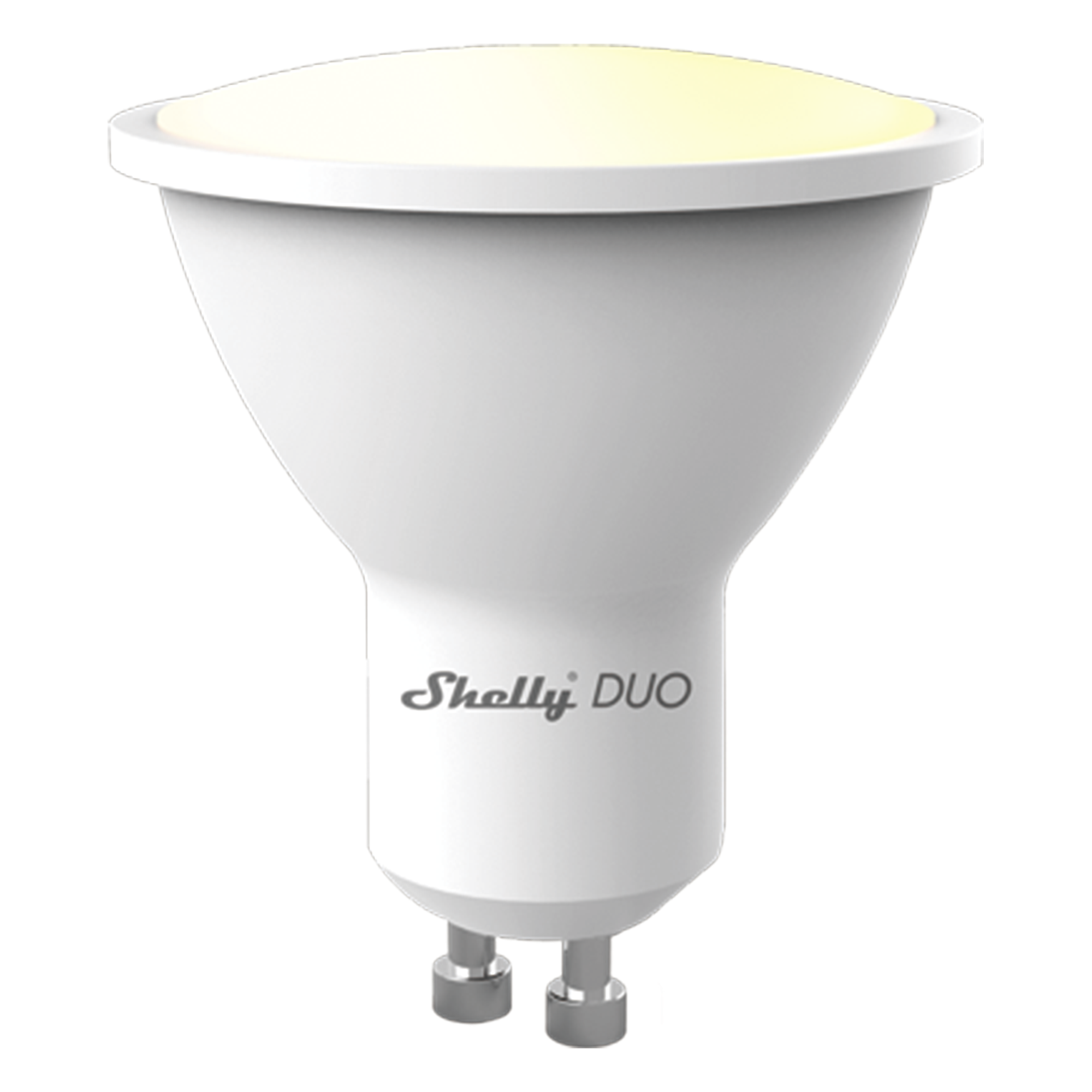 Foco tipo Gu10 inteligente con señal inalámbrica, color dual blanco y cálido, uso de App Shelly. AC 100-240V — SHELLY · SKU SHELLYDUOGU10