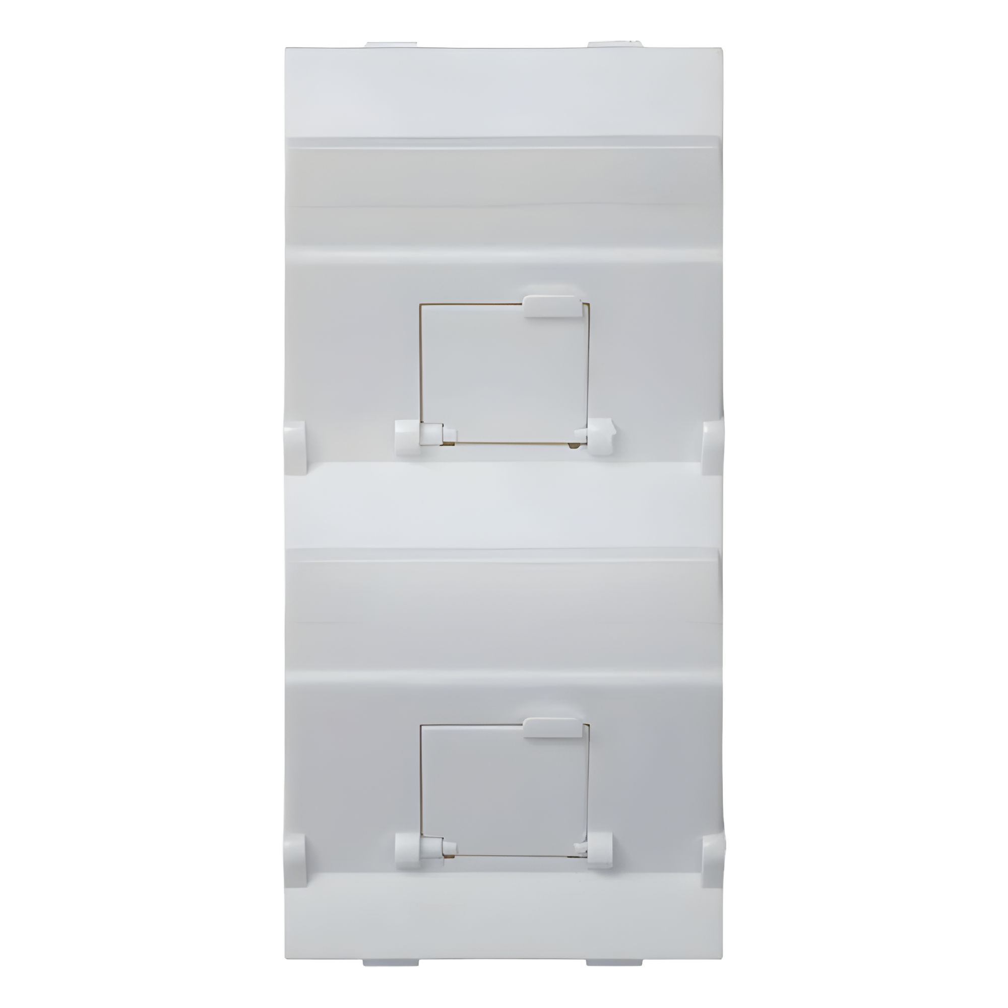 (S80BMD64/9) Placa Voz y Datos Inclinada con Guardapolvo y Adaptador Doble para RJ45 Keystone — SIMON · SKU SMFP2KEYA