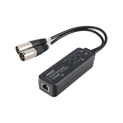 Extensor de Audio Dante® 2CH XLR Output Adapter | Entrada Digital Dante® | Salida XLR Balanceada/No Balanceada | Latencia Configurable 1-5ms | HDMI 1.4 | HDCP 1.4 | PoE IEEE802.3af | USB-C | Transmisión 100m
