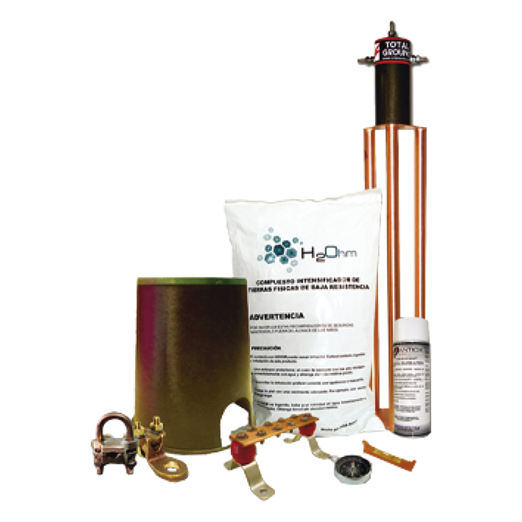 Kit de Tierra Física con Electrodo TG100AB y accesorios de instalación. — TOTAL GROUND · SKU KIT-MASTER-100AB