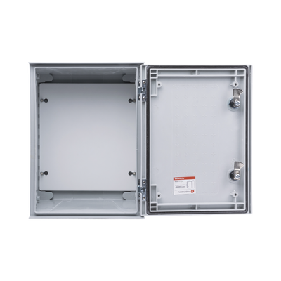Gabinete de Poliéster IP65 Uso en Intemperie (300 x 400 x 200 mm) con Placa Trasera Interior de Plástico (Incluye Chapa y Llave).