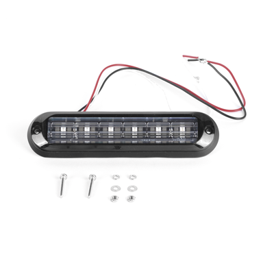 Luz Auxiliar Ultra Brillante IP67 de 6 LEDs, Color Rojo, con mica transparente y bisel negro