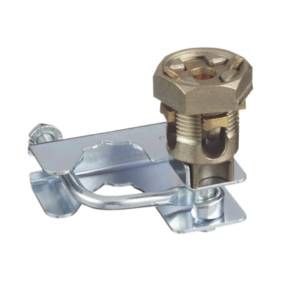 Abrazadera para Tierra Física en Base de Piso Falso, para Cables de 6 a 1/0 AWG. Para Pedestales Cuadrados de 7/8" y Circulares de 1" a 1 1/8"