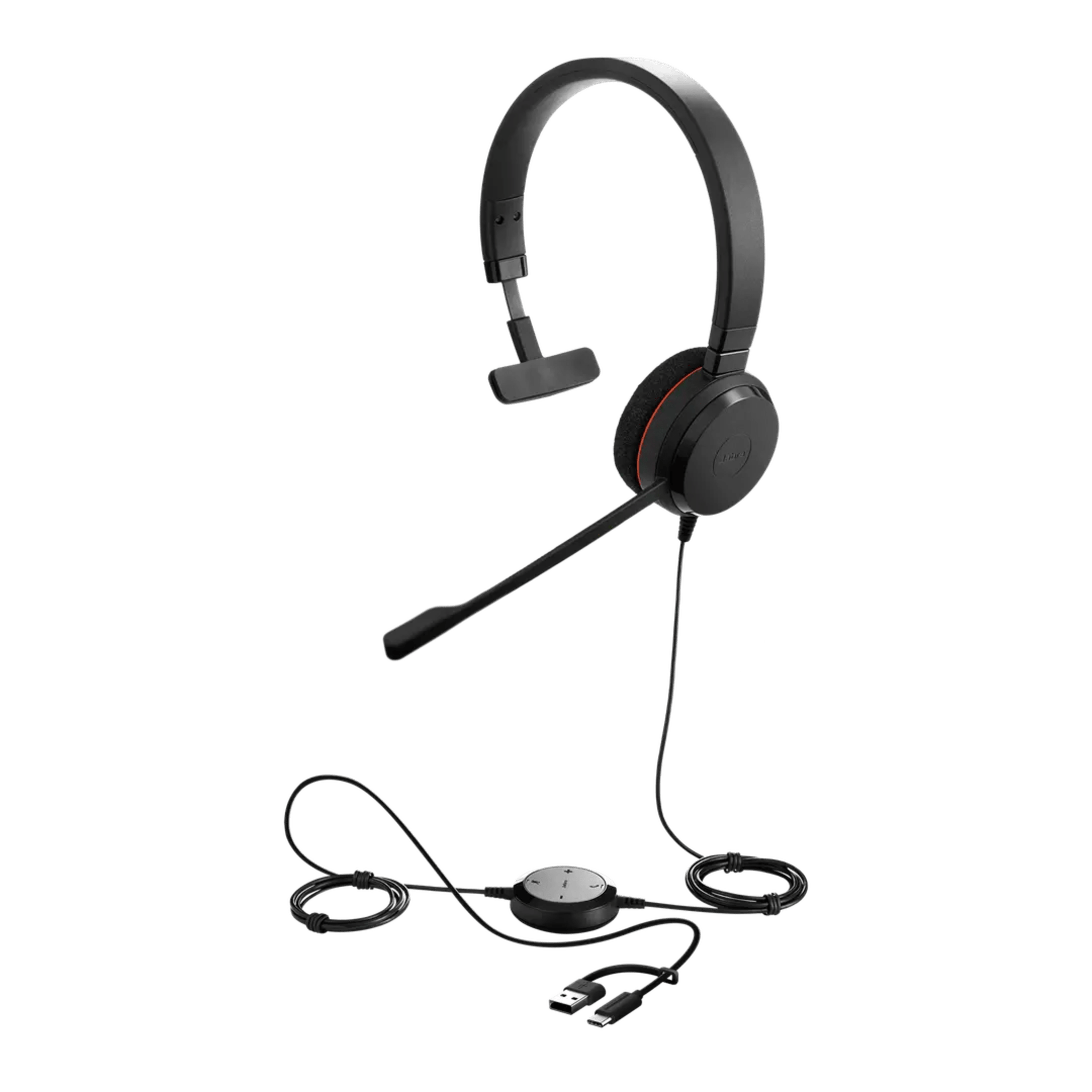 Jabra Evolve 20 Mono con Conexión USB C/A, Micrófono con Cancelación de Ruido de Ultima Generación, Configuración Plug and Play (4993-829-269)