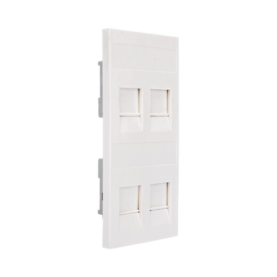 Placa Plana de Voz y Datos con Guardapolvo para 4 RJ45 / Color Blanco / 4 Puertos para Jacks Keystone / Compatible con Cajas de Pavimento SM-CPAV-2 y SM-CPAV-4 / Modelo S76C/9