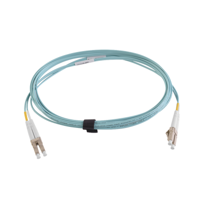 Jumper de Fibra Óptica Multimodo 50/125 XGLO OM4, LC-LC Duplex, OFNR, Color Aqua, 7 Metros (22.97 Pies)