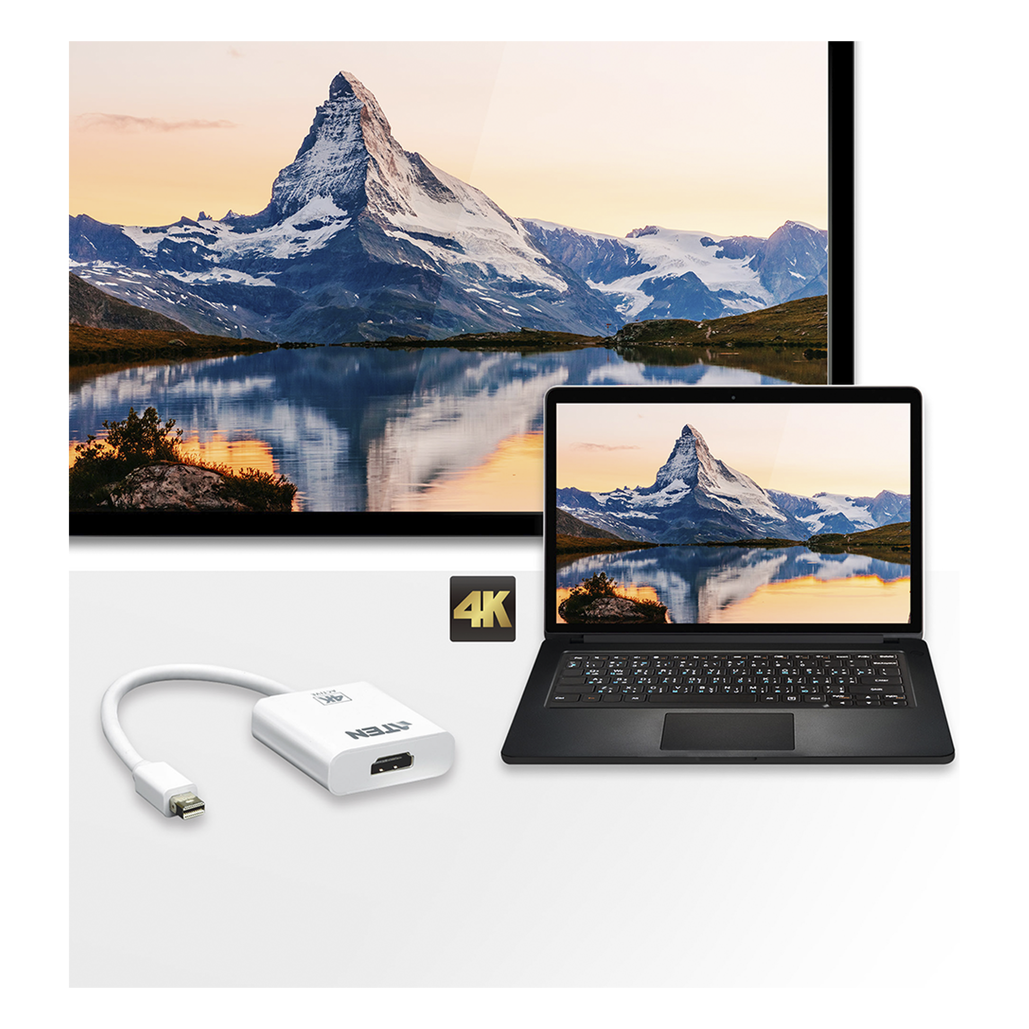 Adaptador activo / Mini DisplayPort a HDMI / 4K@30Hz / DisplayPort 1.2a / HDCP 1.3 / 6.89x1.77x0.59 in