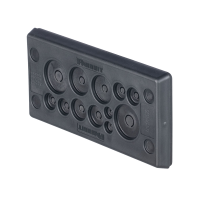 Pasacables Rectangular de Membrana, IP66, 3.39" x 1.42", 12 orificios, para Cables no Terminados. Color Negro