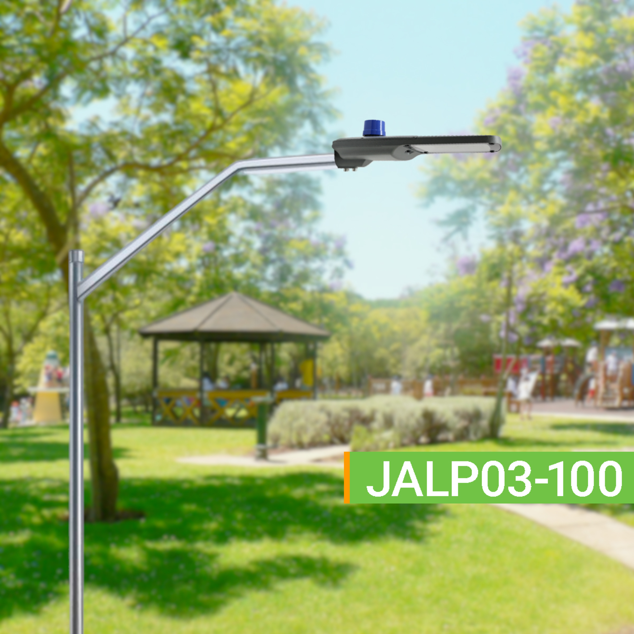 Luminario Urbano con Fotocelda / 100W / Flujo Luminoso 16 000 lm / Ángulo de Luz 105°-135° / IP65 / Montaje en Poste o Brazo / Vida Útil 50 000 h.