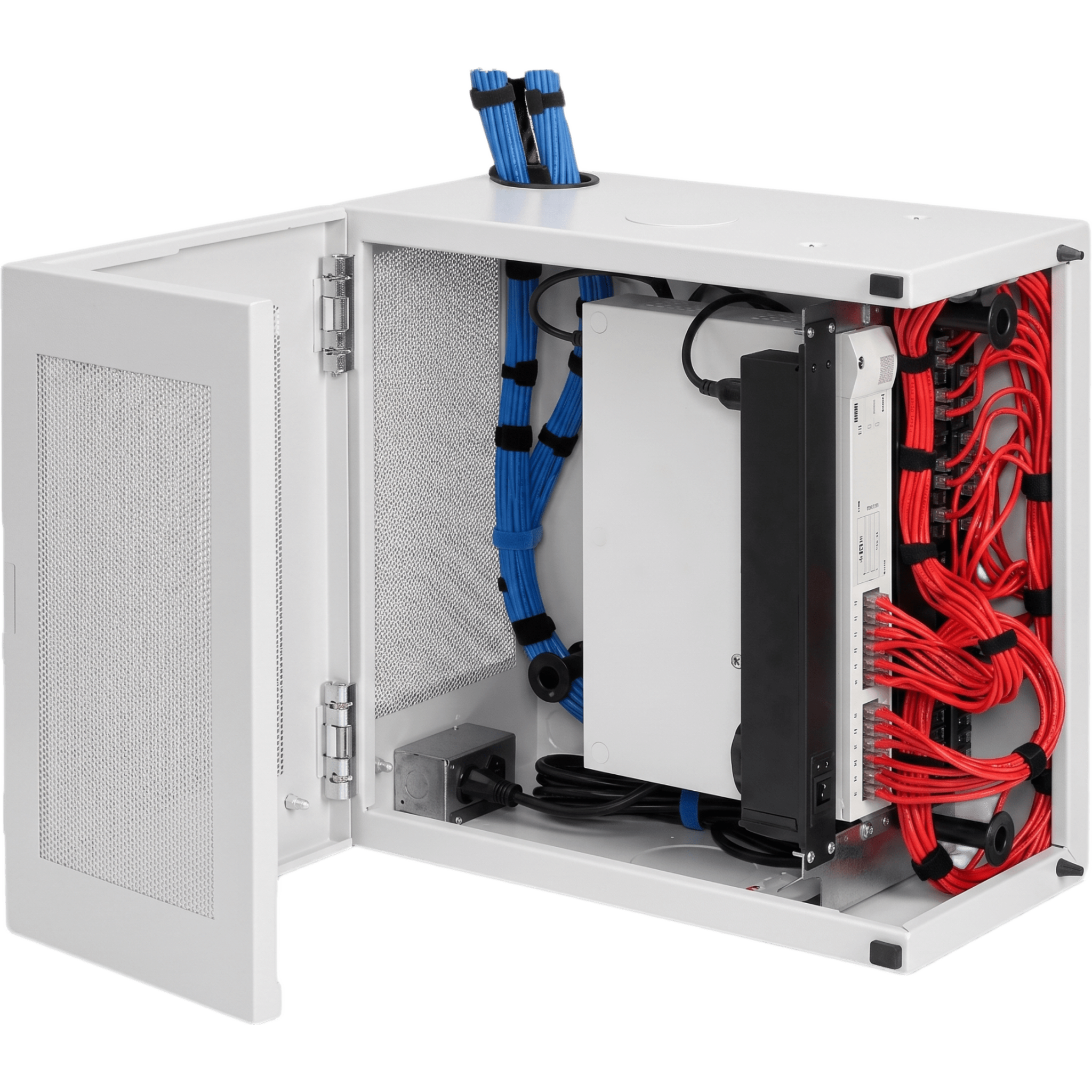 Gabinete de Pared L-Box 6U / Acero 1.9 mm / 610 x 610 x 313 mm (24x24x12 in) / Puerta L 120° / RAL 7035 / Rack 19"