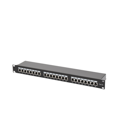 Panel de Parcheo de Impacto Blindado (STP) de 24 Puertos Cat5e, 19 Pulgadas