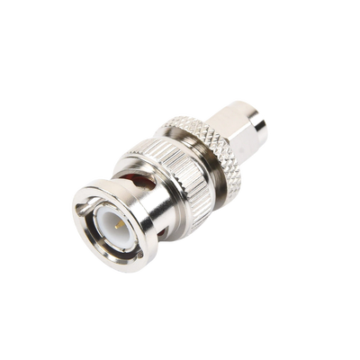 Adaptador en Línea de Conector SMA Macho a BNC Macho, Níquel/ Oro/ Teflón.