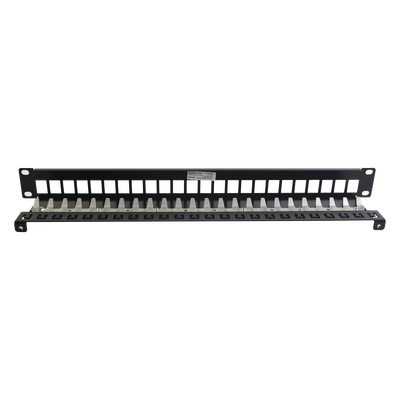 Patch Panel TERA-MAX Blindado de 24 Puertos, Modular (Vacío), Plano, Color Negro, 1UR