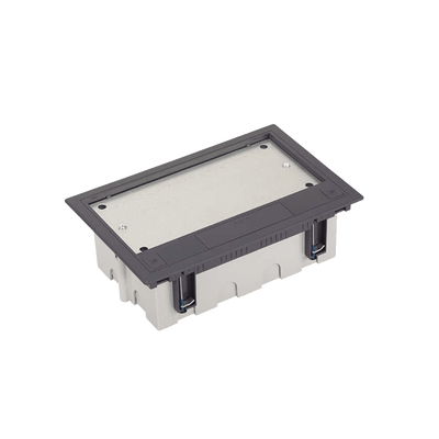 Caja Para Instalación en Pavimento para Voz, Datos o Contactos Eléctricos / Capacidad para 4 Módulos / Espacio Embellecedor en la Tapa / Profundidad Ajustable de 70 a 100 mm (2.76 a 3.94 pulgadas) / Los Módulos se Adquieren Aparte / Incluye Registro