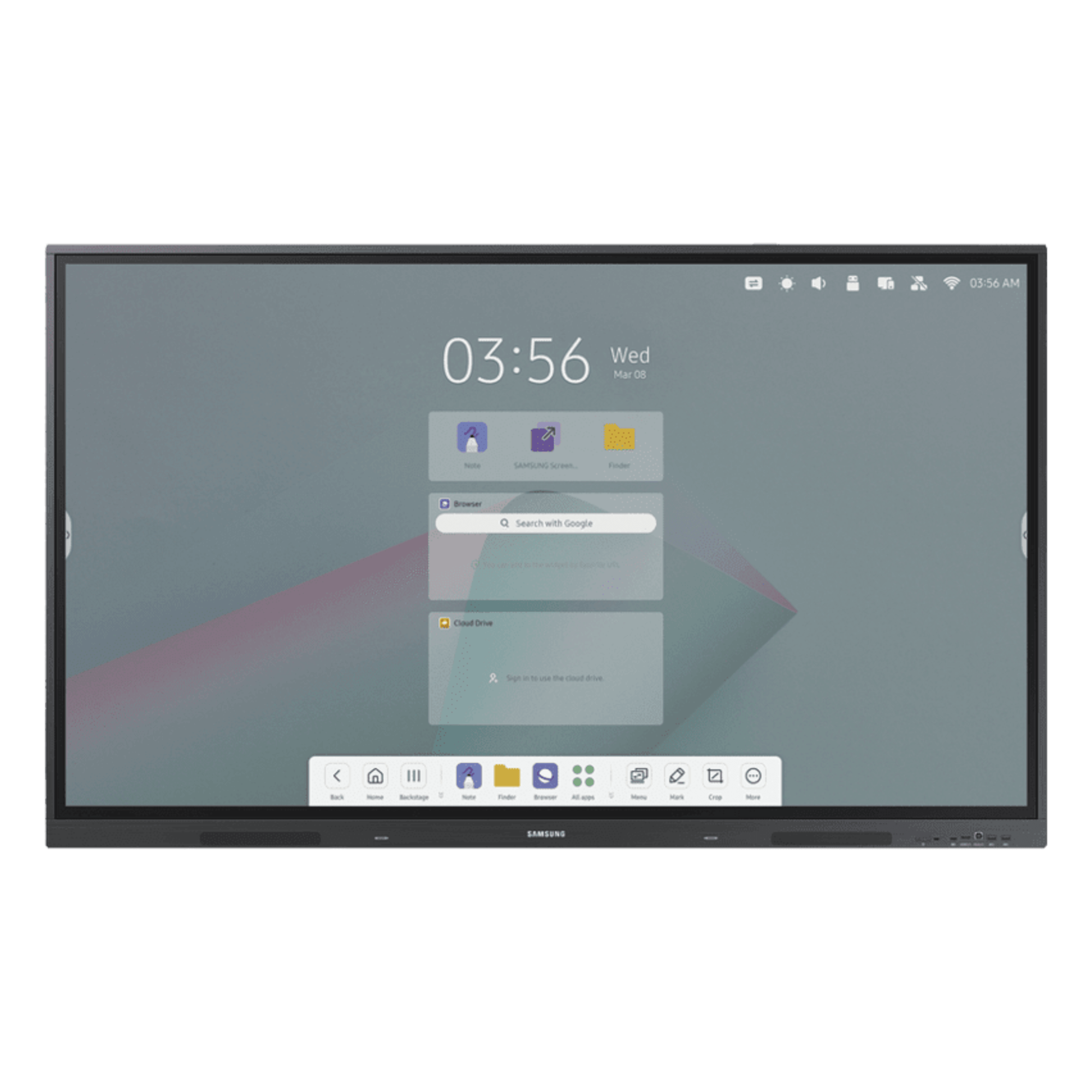 Pantalla Interactiva 86" / Resolución 4K UHD (3840x2160) / Táctil IR 40 Puntos / Brillo 400 nits / Android 13 / WiFi y Bluetooth / Compatible VESA 800x600 — SAMSUNG ELECTRONICS · SKU WA86F