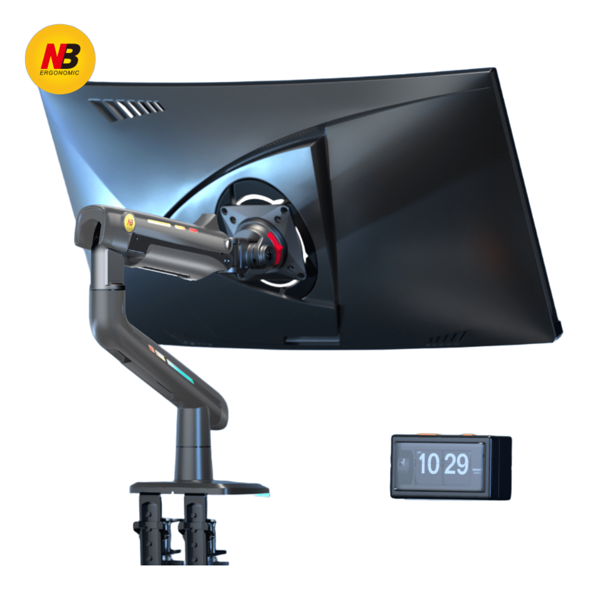 Soporte Mecánico para Monitor / 32" a 60" / Carga 2-20 kg (4.4-44 lbs) / VESA 75x75 y 100x100 mm / Iluminación RGB / Resorte de Alta Precisión / Rotación 360°
