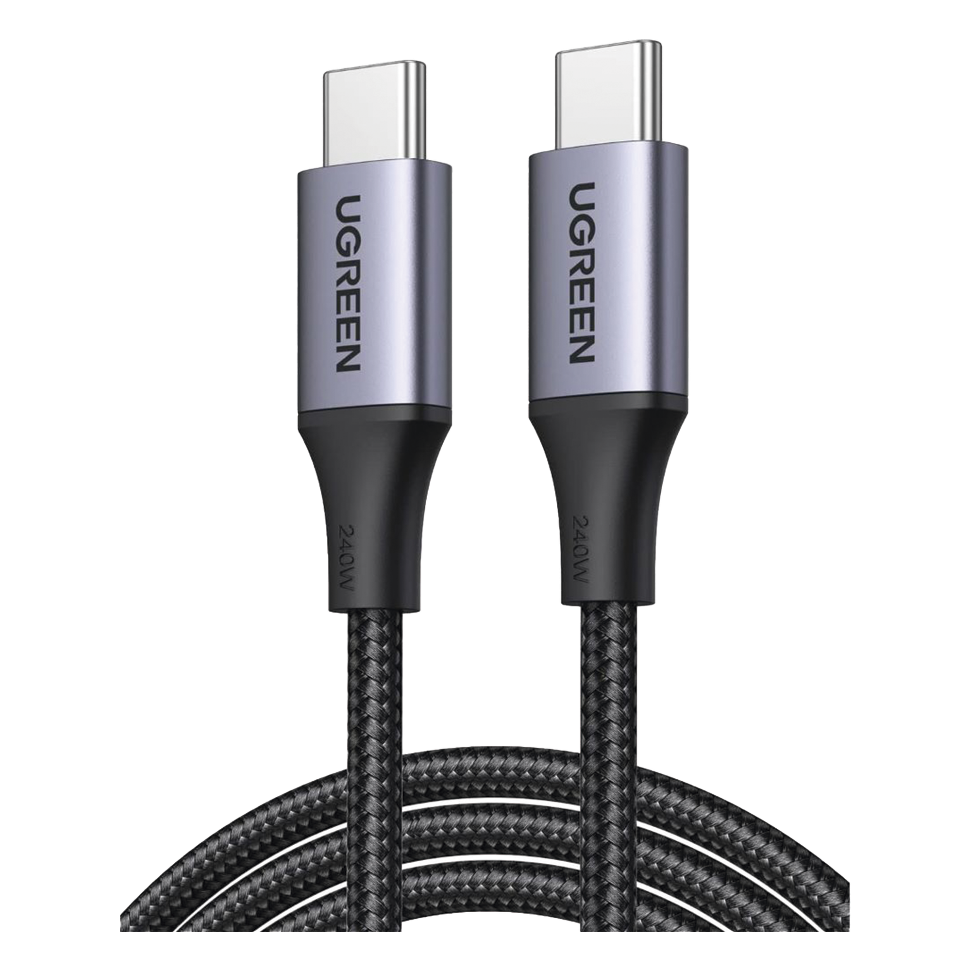 Cable USB-C a USB-C | 2 Metros | Potencia de Carga 240W | 48V/5A | PD3.1 /3.0 | 480 Mbps | Chip E-Market | Carcasa de Aluminio | Nylon Trenzado. — UGREEN · SKU 90440