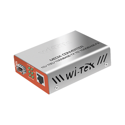 Convertidos de medios / 1 puerto RJ45 100/1000 Mbps PoE Out 802.3af/at / 1 SFP 1000Mbps / hasta 25 Km — WI-TEK · SKU WI-MC-111GP