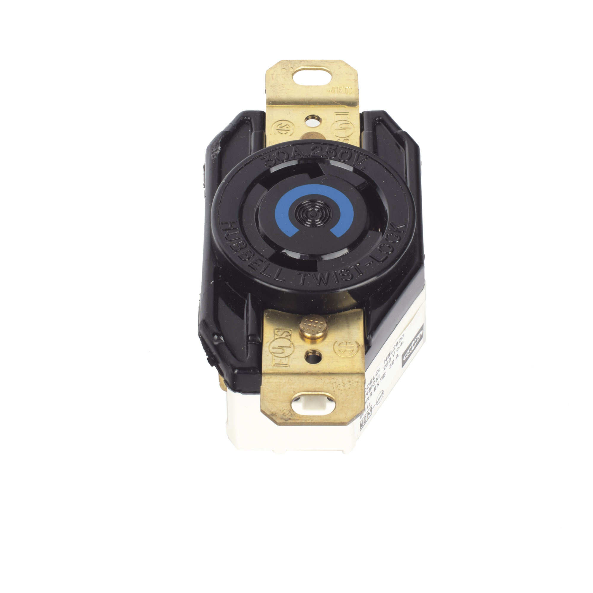 Receptáculo de Media Vuelta Industrial 30 A 250 V CA 2 Polos 3 Hilos (Nema L6-30R) Color Negro. — HUBBELL · SKU HUB-HBL-2620