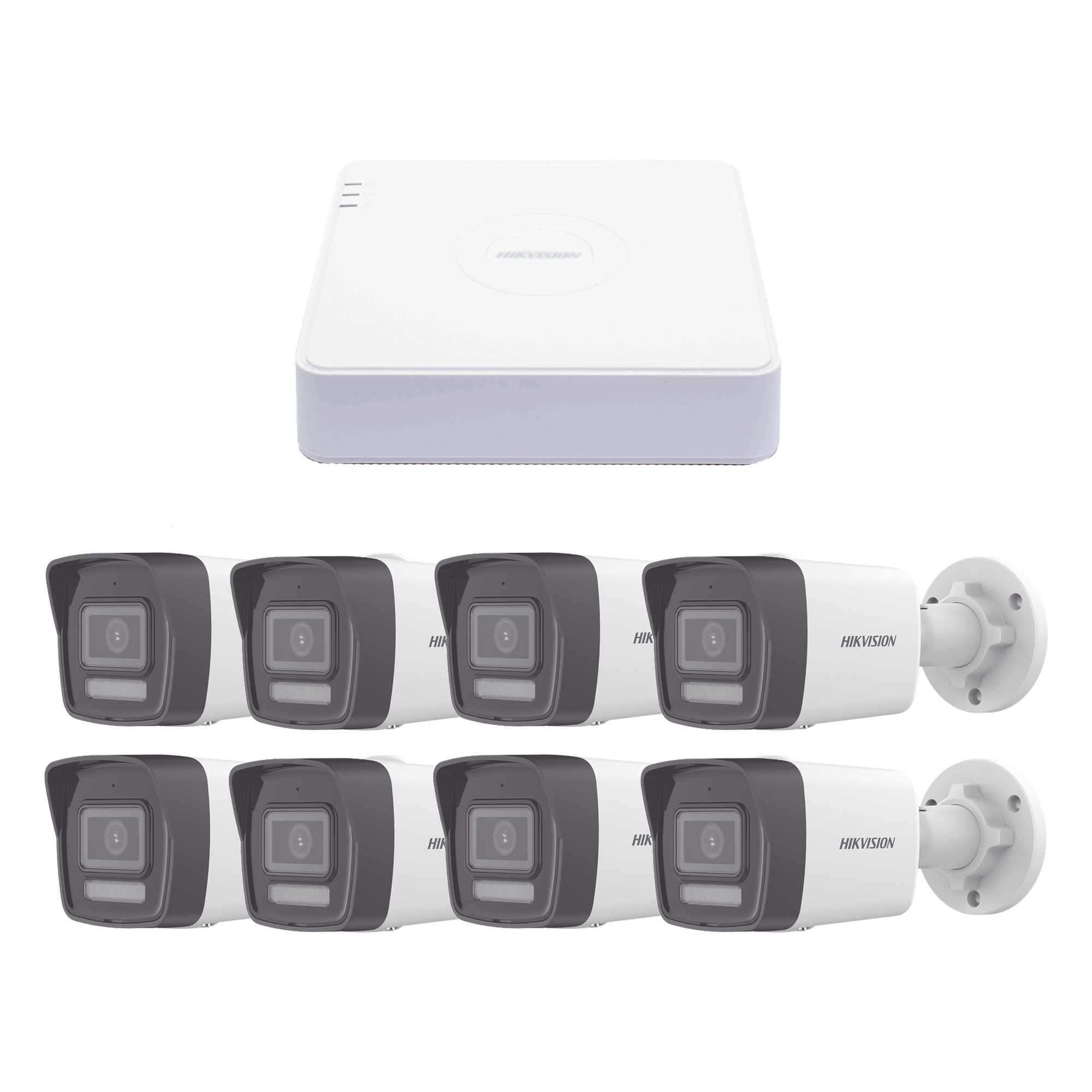 Kit IP 1080p (2 Megapixel) / NVR de 8 Canales con 8 Puertos PoE / 8 Cámaras IP Bala ColorVu Lite y Motion Detection 2.0 / Micrófono Integrado — HIKVISION · SKU KIPCV2M/8B