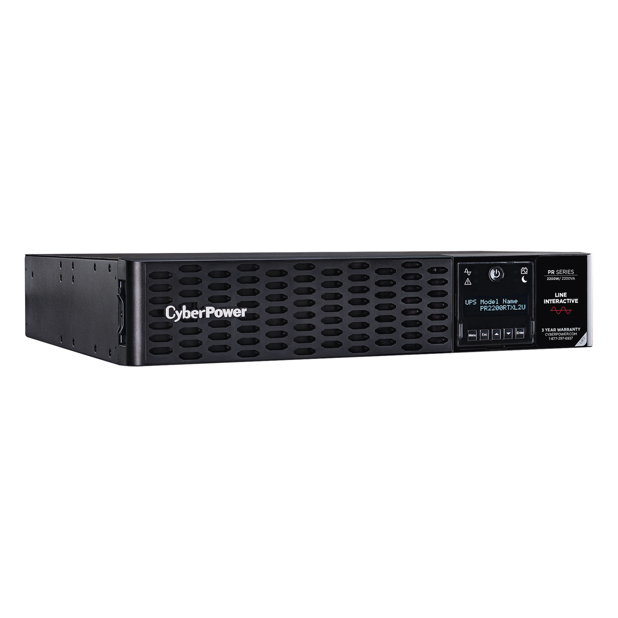UPS de 2200 VA/2200 W, Topología Línea Interactiva, Entrada 120 Vca NEMA L5-30P, Onda Senoidal Pura, Torre o Rack 2 UR, Con 8 Tomas NEMA 5-20R