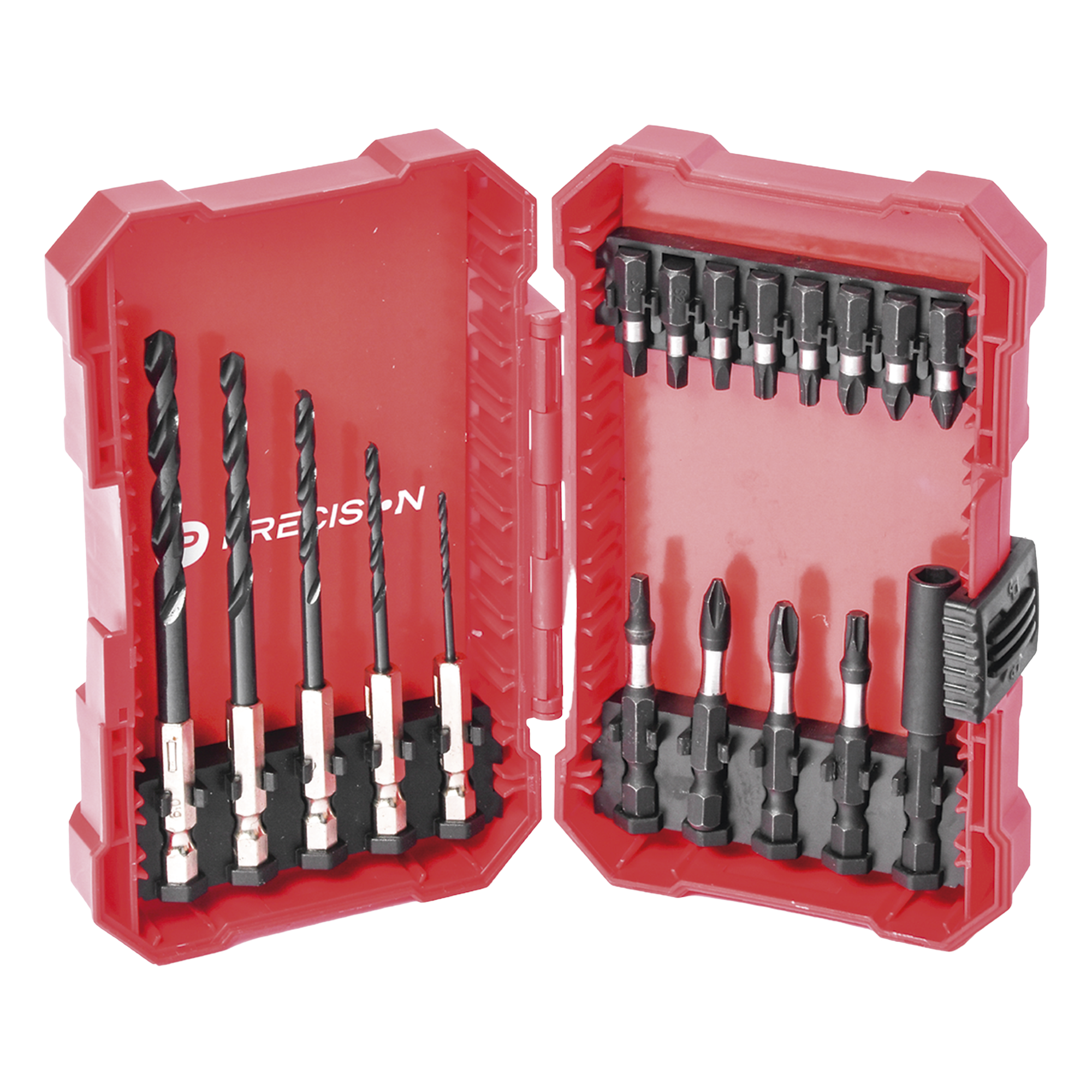 Juego de 18 Puntas y Brocas para Taladro, con Entrada Hexagonal de 1/4", Incluye Estuche. — PRECISION · SKU PST-C010-02
