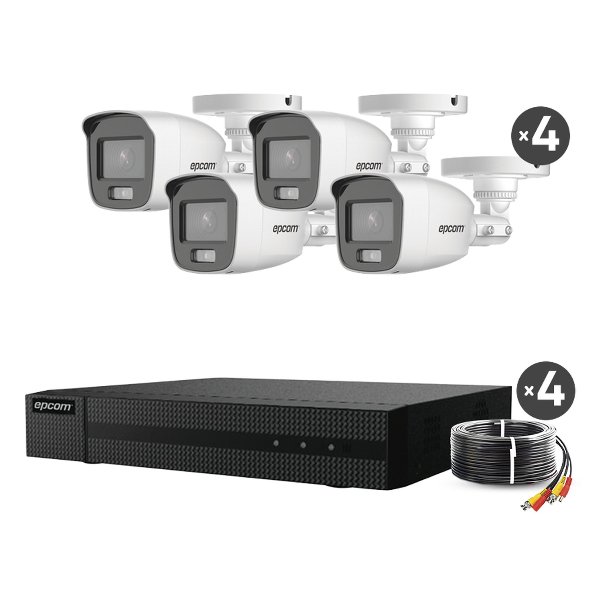 Kit TurboHD 1080p / DVR 4 Canales / 4 Cámaras Bala ColorVu con Microfono Integrado / Fuente de Poder / Accesorios de Instalación — EPCOM PROFESSIONAL · SKU B8-KIT-CV/A