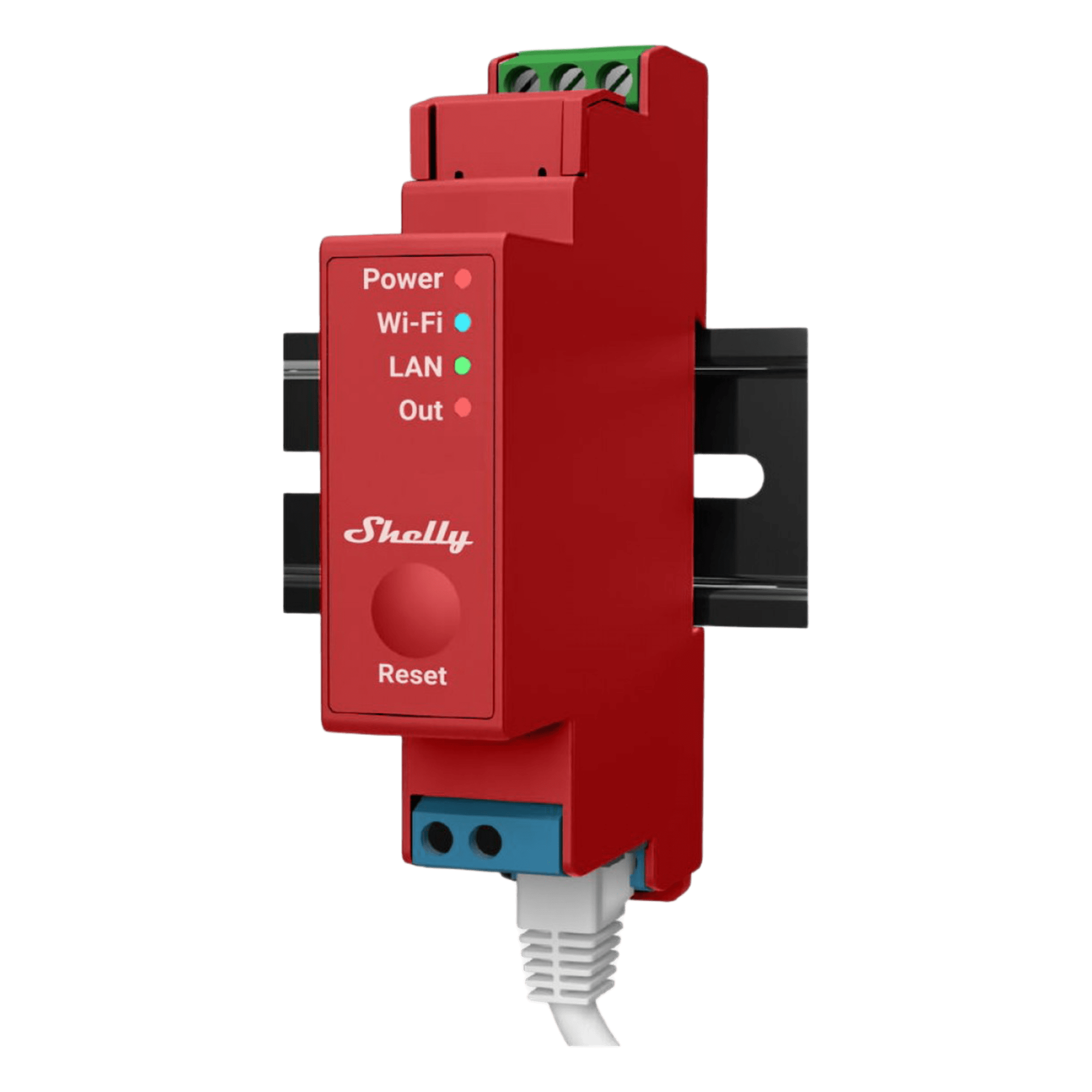 Relevador / Interruptor inteligente WiFi/Ethernet/Bluetooth / 1 canal / 16A / Medición de consumo AC / Montaje en riel DIN / 52.5 ft temperatura operación — SHELLY · SKU SHELLYPRO1PM