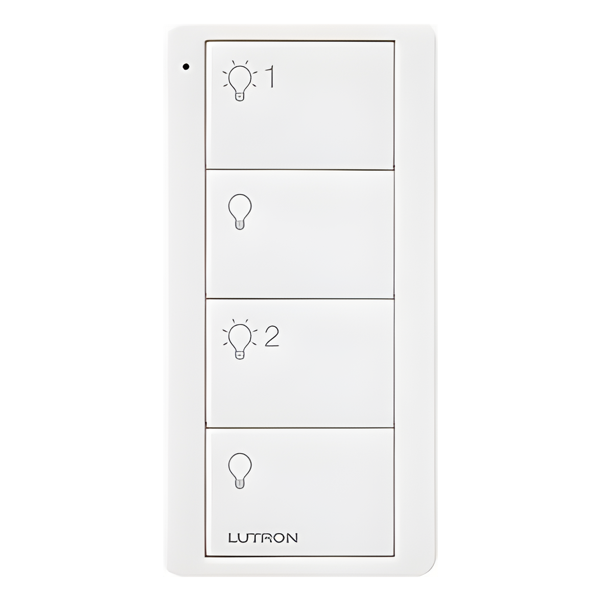 Control Pico inalámbrico de 4 botones para encender y apagar dos grupos de luces, con batería de 10 años, compatible con Caseta Wireless, RadioRA 2 y HomeWorks QS — LUTRON ELECTRONICS · SKU PJ24BWHL21P