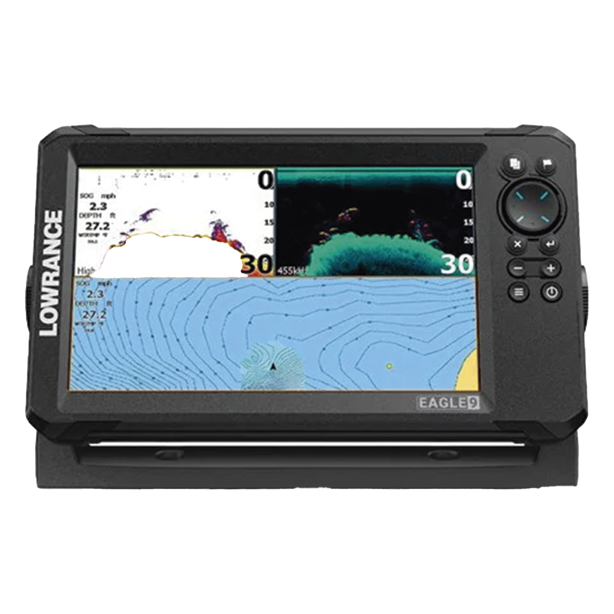Eagle-9 ecosonda en pantalla horizontal IPS de 9 pulgadas, incluye transductor skimmer 50/200 kHz — LOWRANCE · SKU 000-16124-001