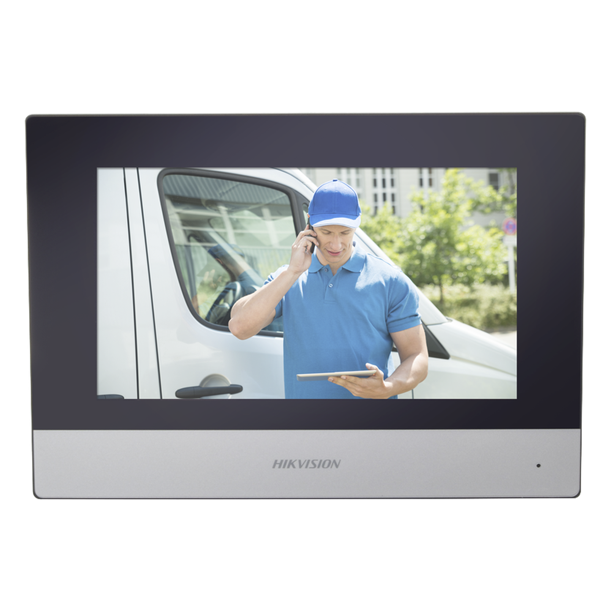 Monitor Hibrido IP WiFi Touch Screen 7" para DS-KIS303P / Vídeo en Vivo / PoE Estándar / Apertura Remota / Llamada Entre Monitores / Audio de dos vías / Policarbonato — HIKVISION · SKU DS-KH6320-WTDE1