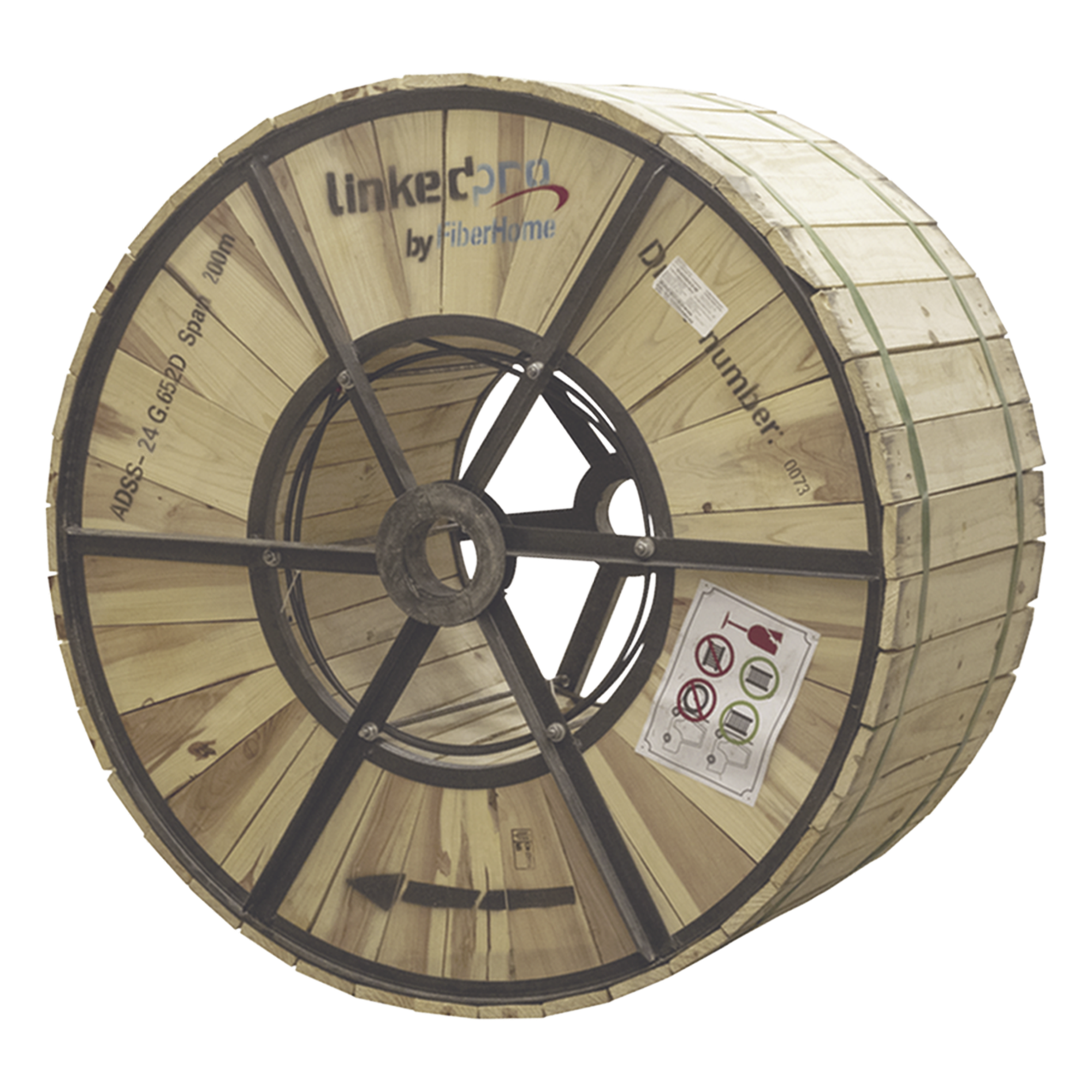 Carrete de 4 km de Fibra Óptica Aérea (ADSS) G.652D, Monomodo de 24 Hilos, Exterior, Span 200, Loose Tube — LINKEDPRO BY FIBERHOME · SKU OC-ADSS-24C-S200/4KM