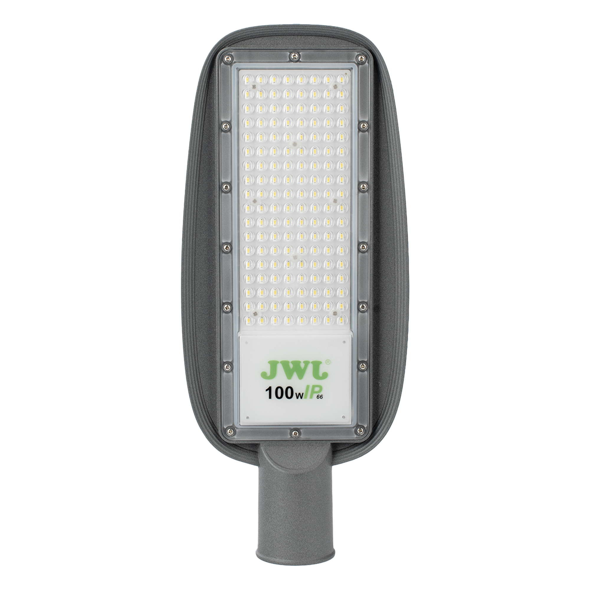 Luminaria LED de 100 W / 100 - 265 V CA~50/60 Hz / Fotocelda / Color Blanco/ Dimensiones 200 x 465 x 78 mm / Ángulo de Luz 135°. — JWJ · SKU JALP02-100X