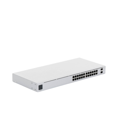 Switch UniFi Capa 2 / 24 Puertos Gigabit / 16 Puertos PoE+ 802.3af/at / 95W Total / 2 Puertos SFP 1G / Pantalla LCM / Sin Ventilador