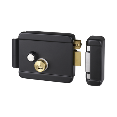 Cerradura Eléctrica con Botón de Salida / Incluye Llave / Exterior / Derecha / Color Negro