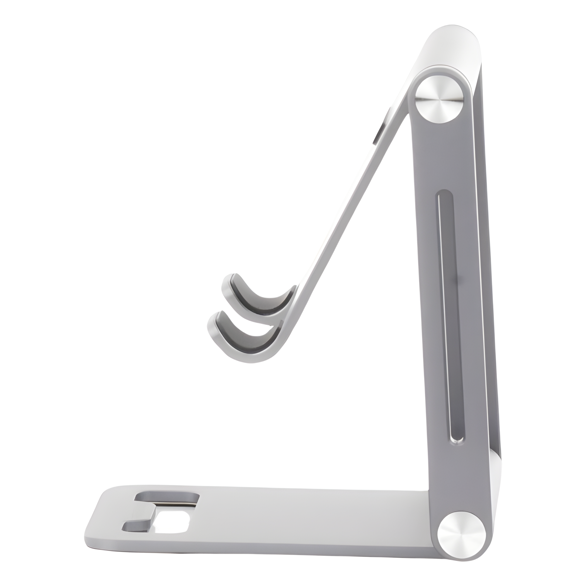 Soporte para Teléfono Celular de Aluminio | Angulo Ajustable | Amplia Compatibilidad con dispositivos de 4.7'' a 7.9'' | Antideslizante | Antiarañazos | Plegable | Color Gris.