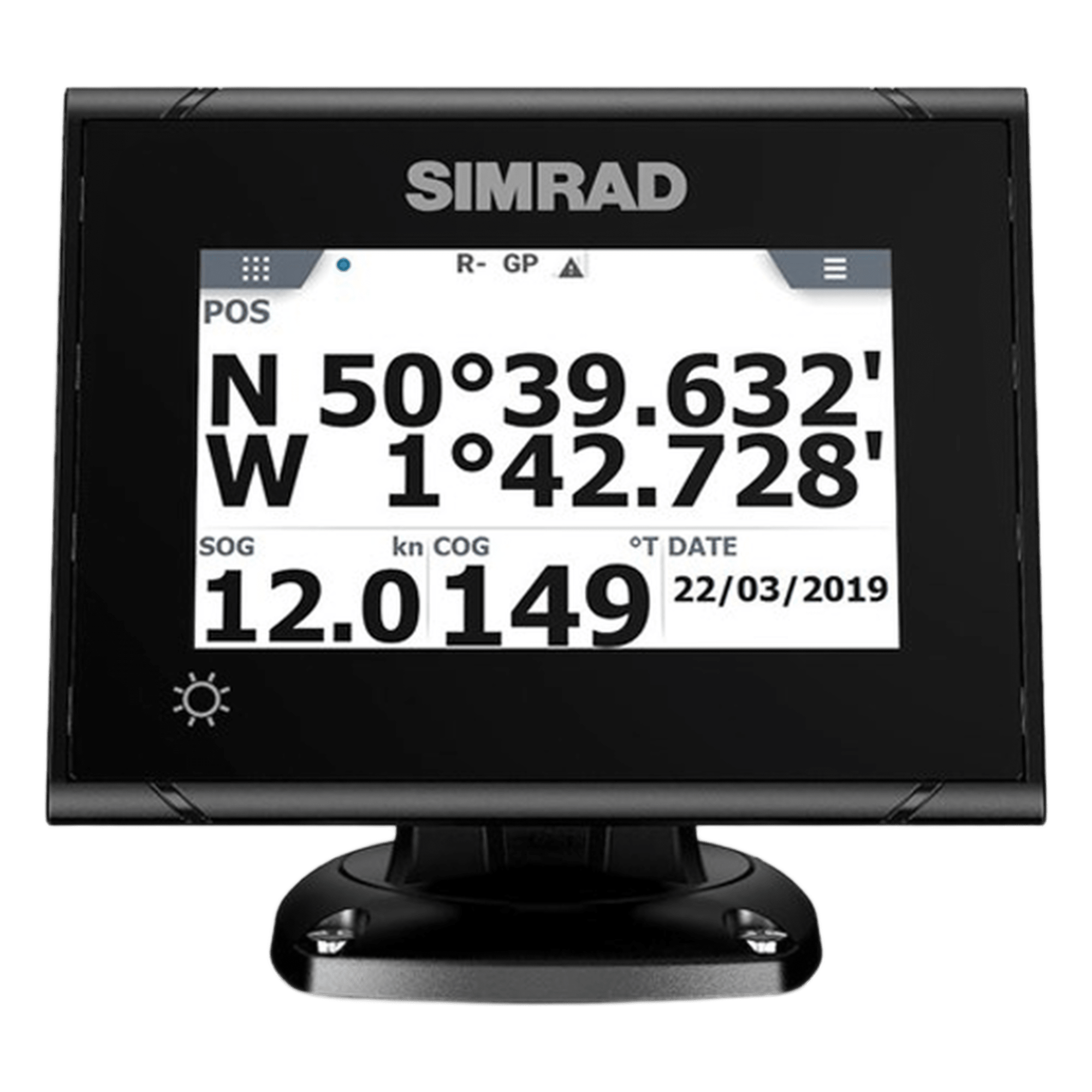 Sistema GPS Simrad P2005 con Antena GS70 / Pantalla Táctil a Color 5 Pulgadas / GPS + GLONASS / Navegador y Brújula GPS / Compatible con Radar, ECDIS y Autopiloto / Conexión Directa con Antena / Escalable con MX Junction Box — SIMRAD · SKU 000-14129-001