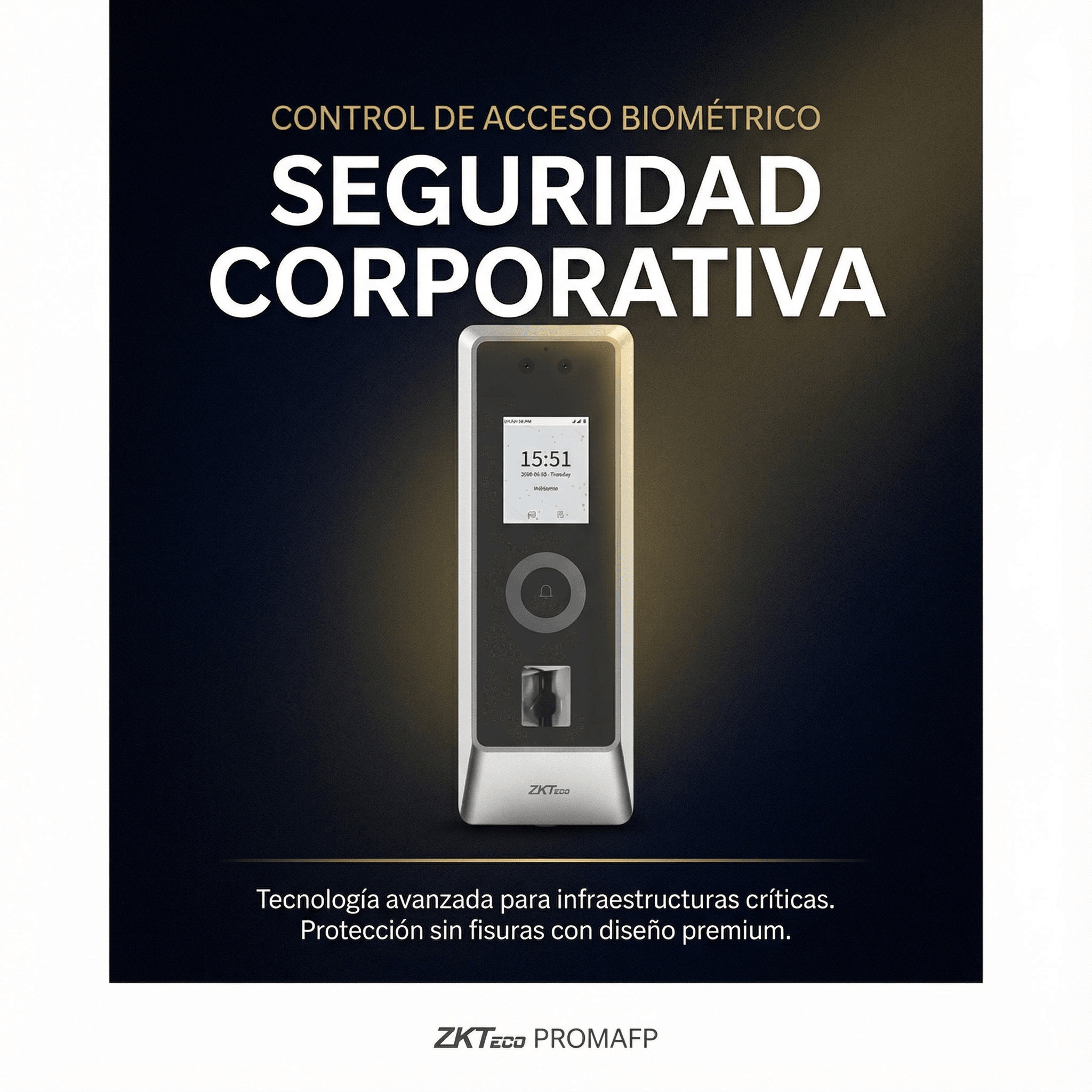 Lector Autónomo Facial y Huella Digital / 30,000 Rostros / IP66 IK07 / TCP/IP Wiegand RS485 / Exterior / ZKBio CVSecurity