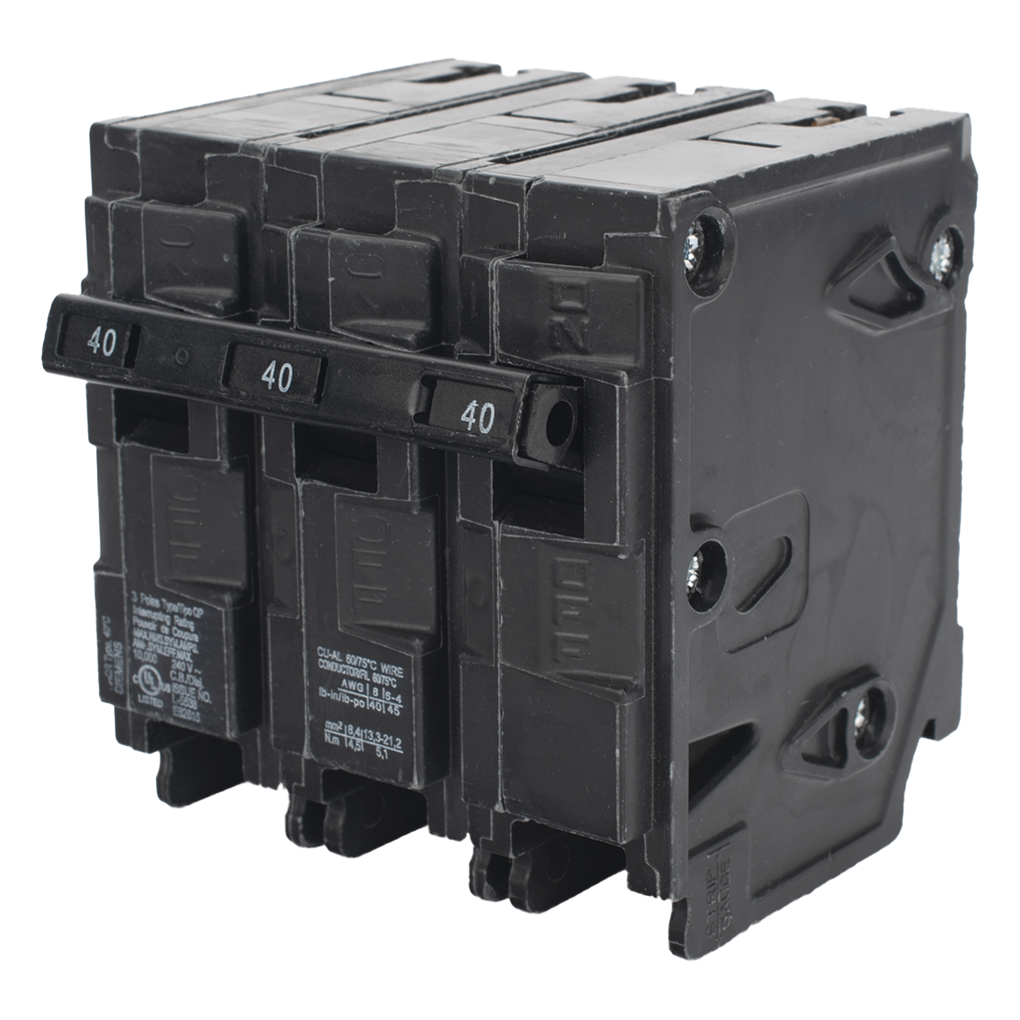 Interruptor automático enchufable tipo QP 3 polos, 40 amp — SIEMENS · SKU Q340