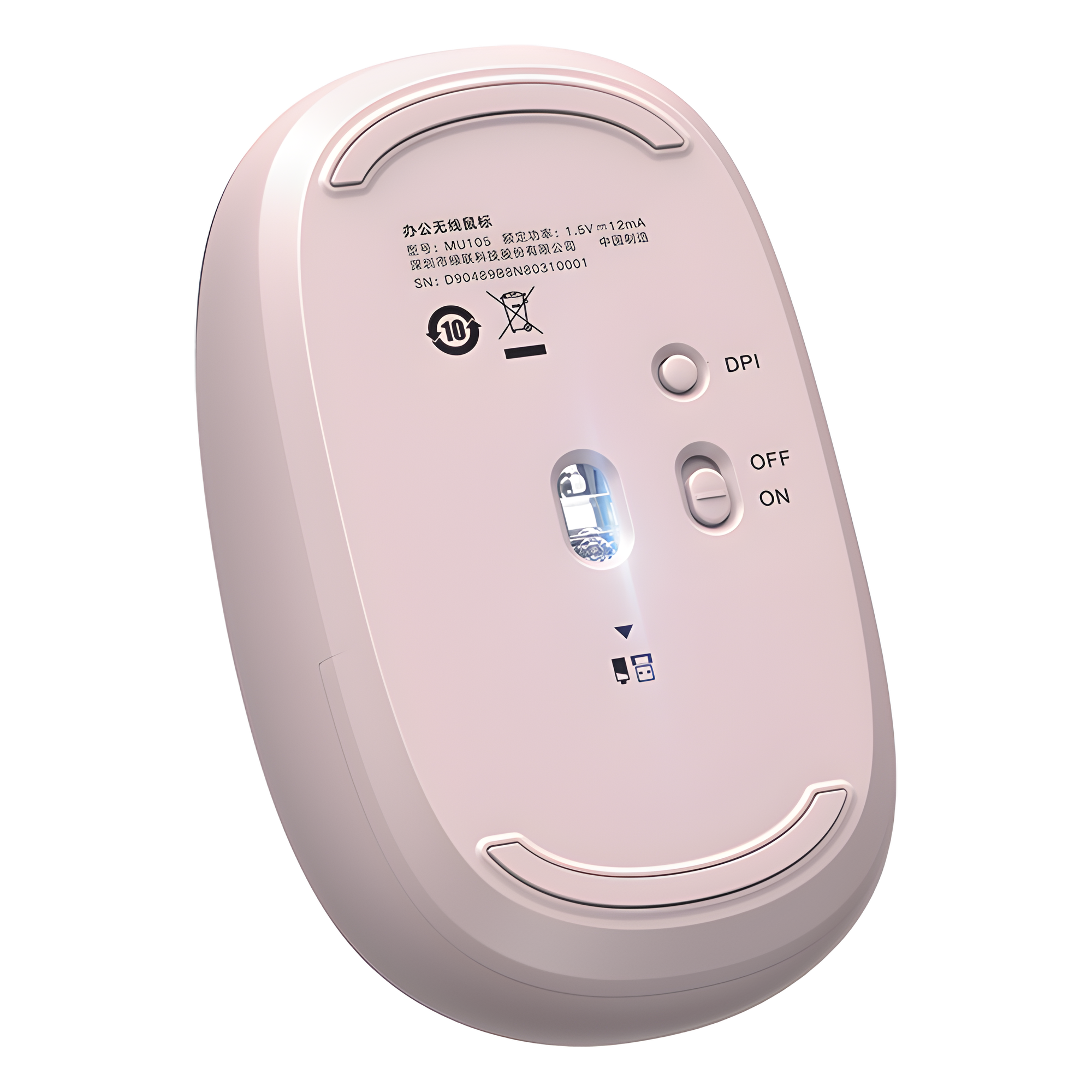 Mouse Inalámbrico 2.4G 800/1200/1600/2400 DPI | Función de 3 botones | Alcance 10m | Silencioso | Ergonómico | Anti-caída y Anti-interferencias | Batería Alcalina AA incluida | Color Dusty Pink.