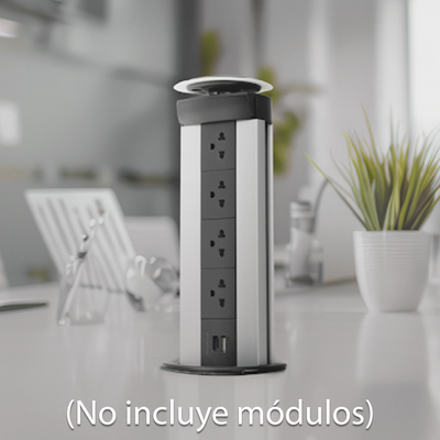 Teleblock Simon K45 para Voz, Datos, Multimedia o Contactos Eléctricos / Capacidad para 4 Módulos K45 / Apertura Manual con Tapa Abatible / Instalación en Mobiliario de Oficina o Comercial / (KTL204CY)