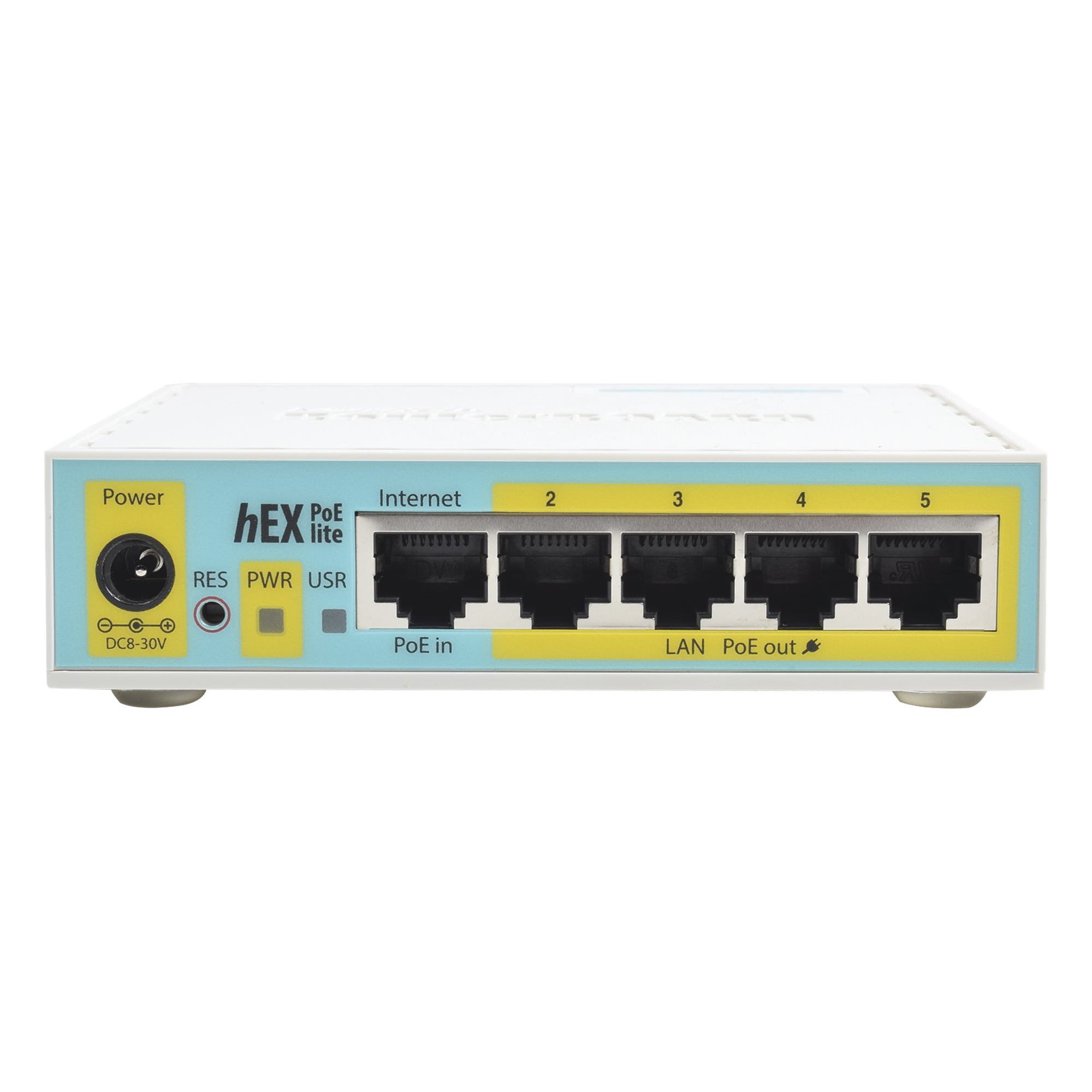 (hEX PoE LITE) RouterBoard, 5 Puertos Fast Ethernet, 4 con PoE Pasivo, 1 Puerto USB — MIKROTIK · SKU RB750UPR2